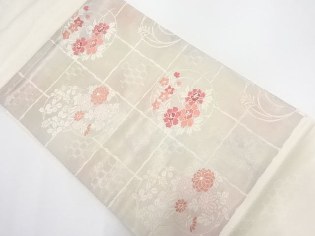 JAPANESE KIMONO / VINTAGE NAGOYA OBI / WOVEN FLOWER ROUNDEL